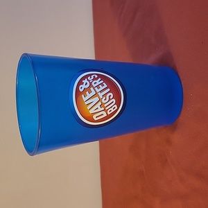 RARE Blue Glass Dave and Buster's TM Collectible Pint Drinking Glass 5 3/4" Tall